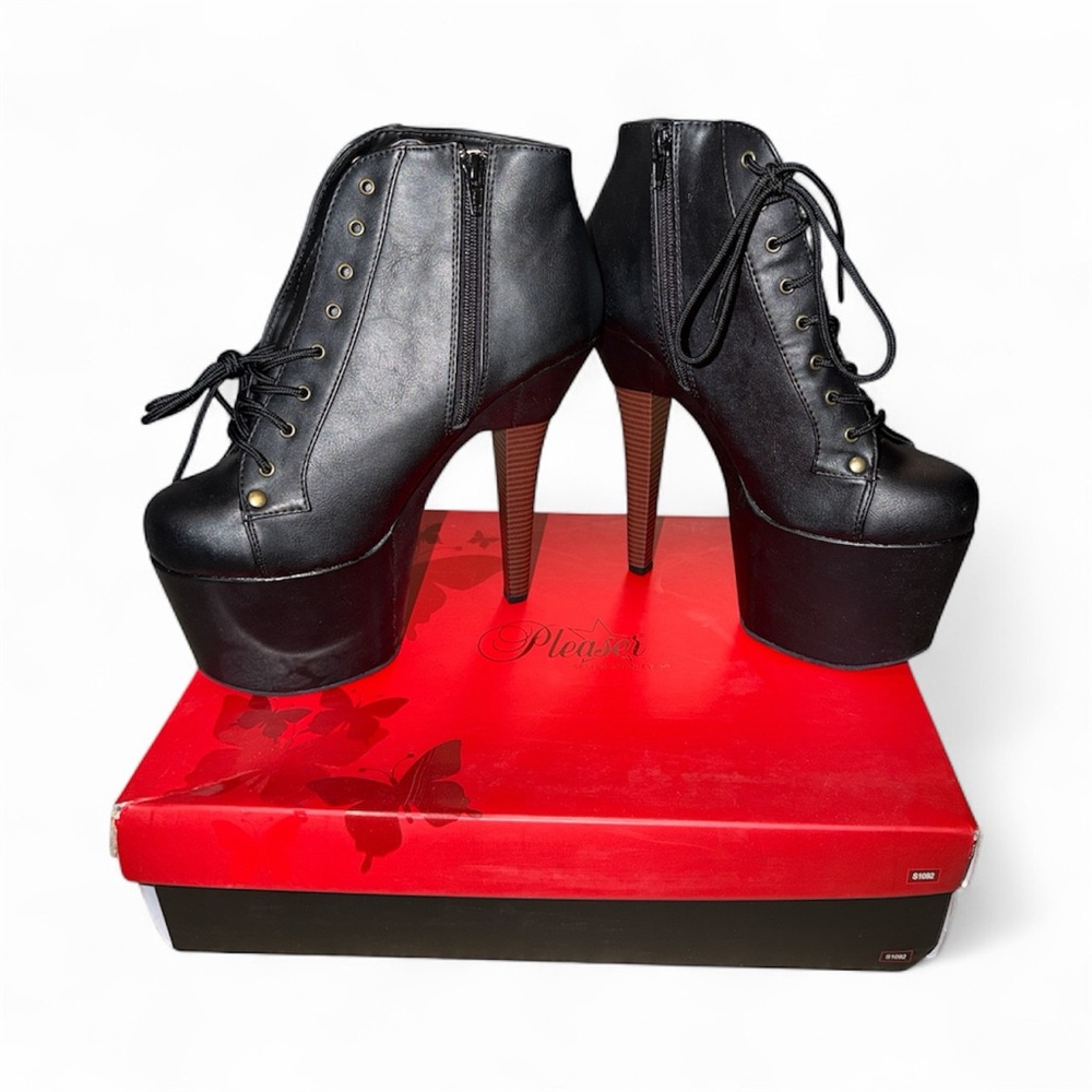 Pleaser Lace Up Platform Booties Size 11 Black